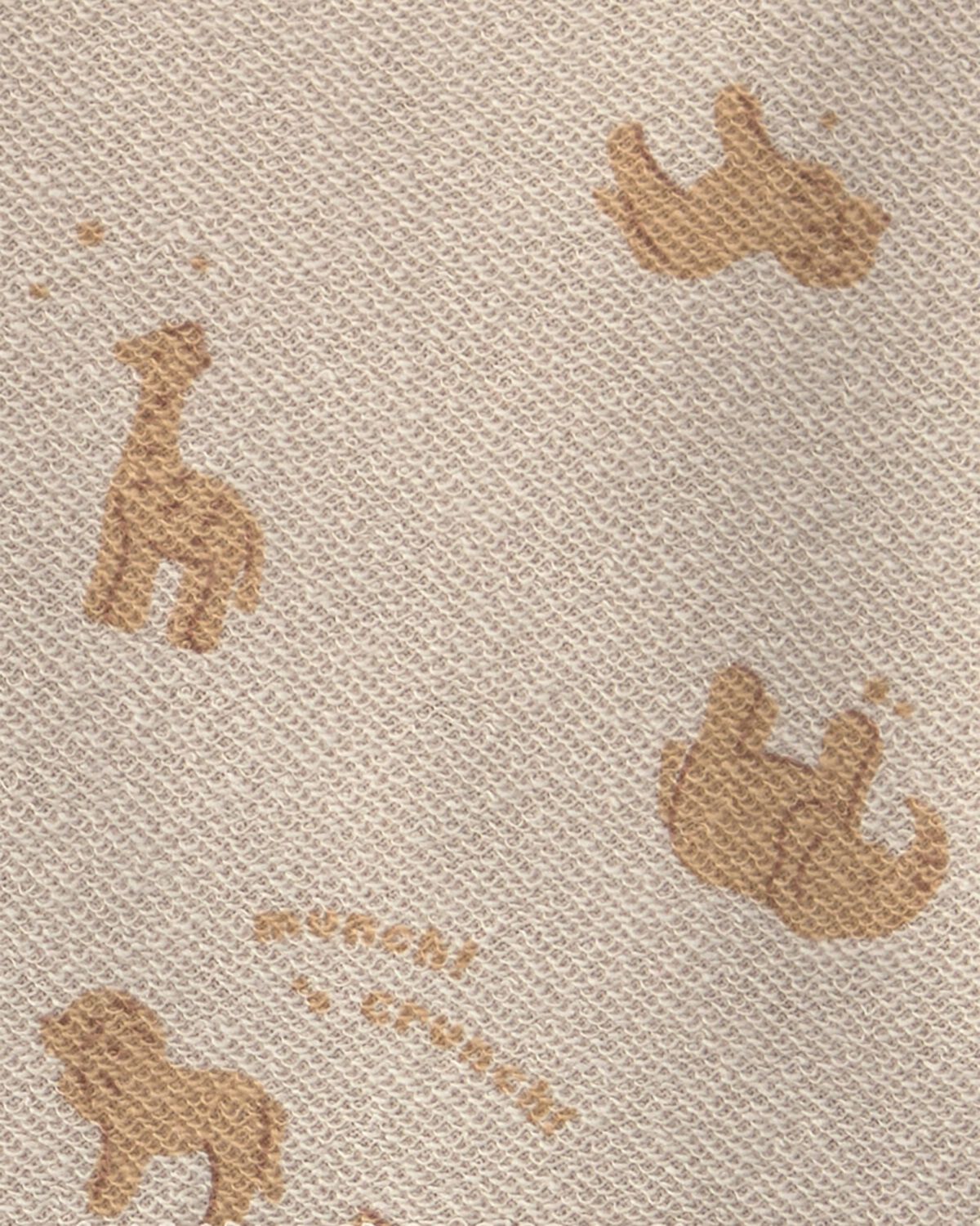 Toddler Boy 2-Piece Animal Cracker French Terry Top & Pant Set - Cream/Brown - Image 3