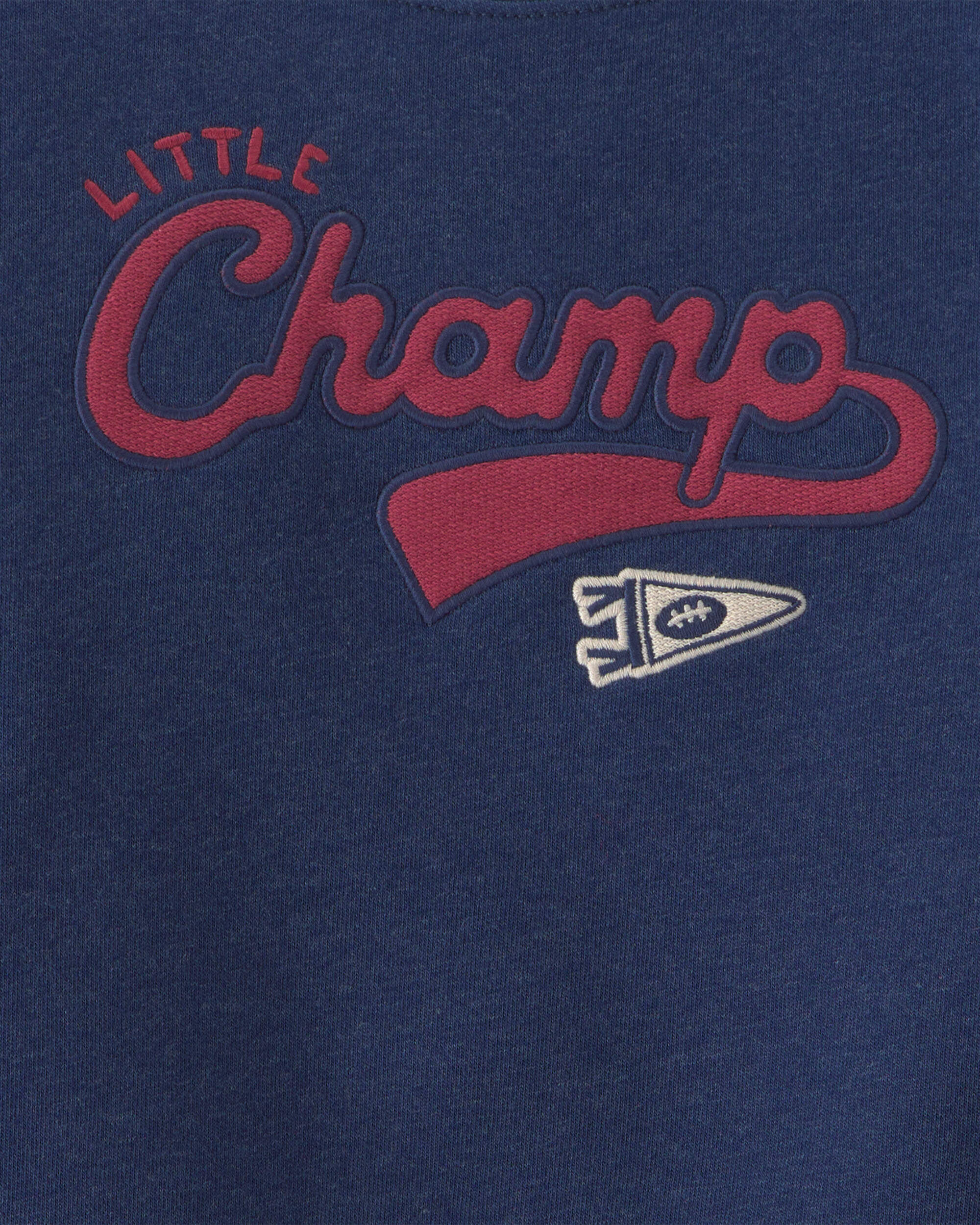 Toddler Boy 2-Piece 'Little Champ' Football Fleece Top & Pant Set - Navy Blue/Grey - Image 6