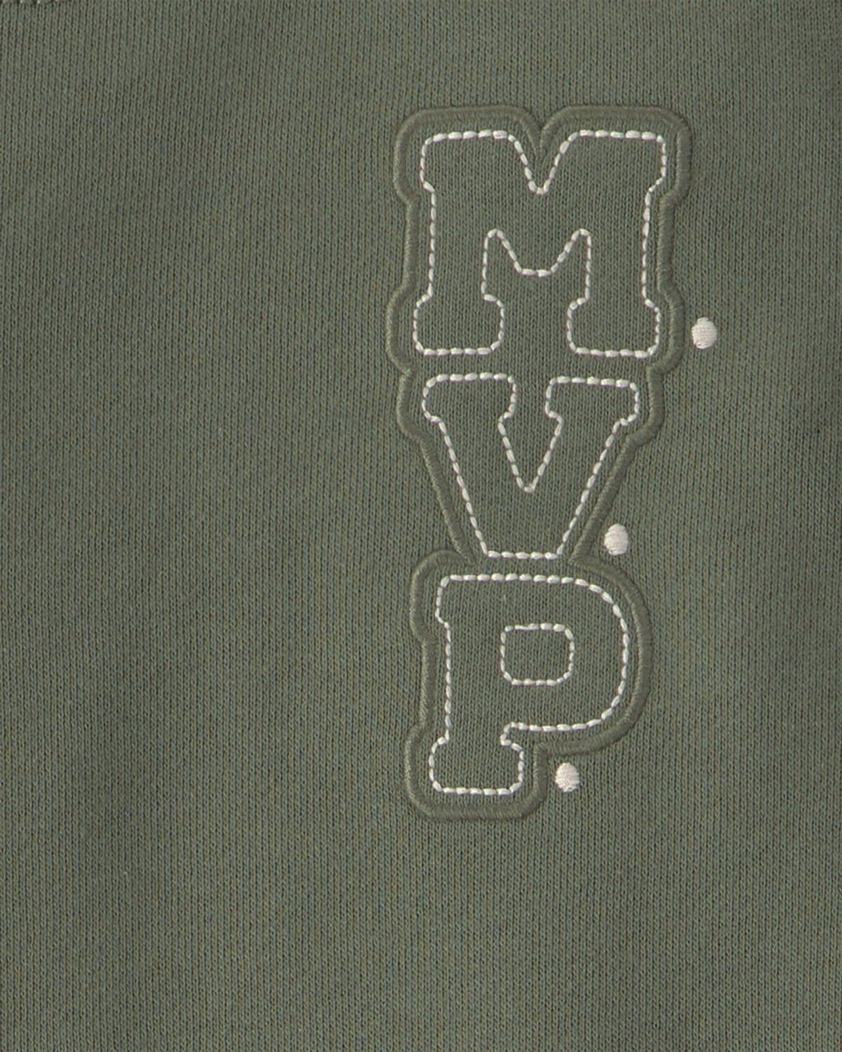 Toddler Boy 2-Piece 'MVP' French Terry Long-Sleeve Top & Pant Set - Olive Green - Image 3