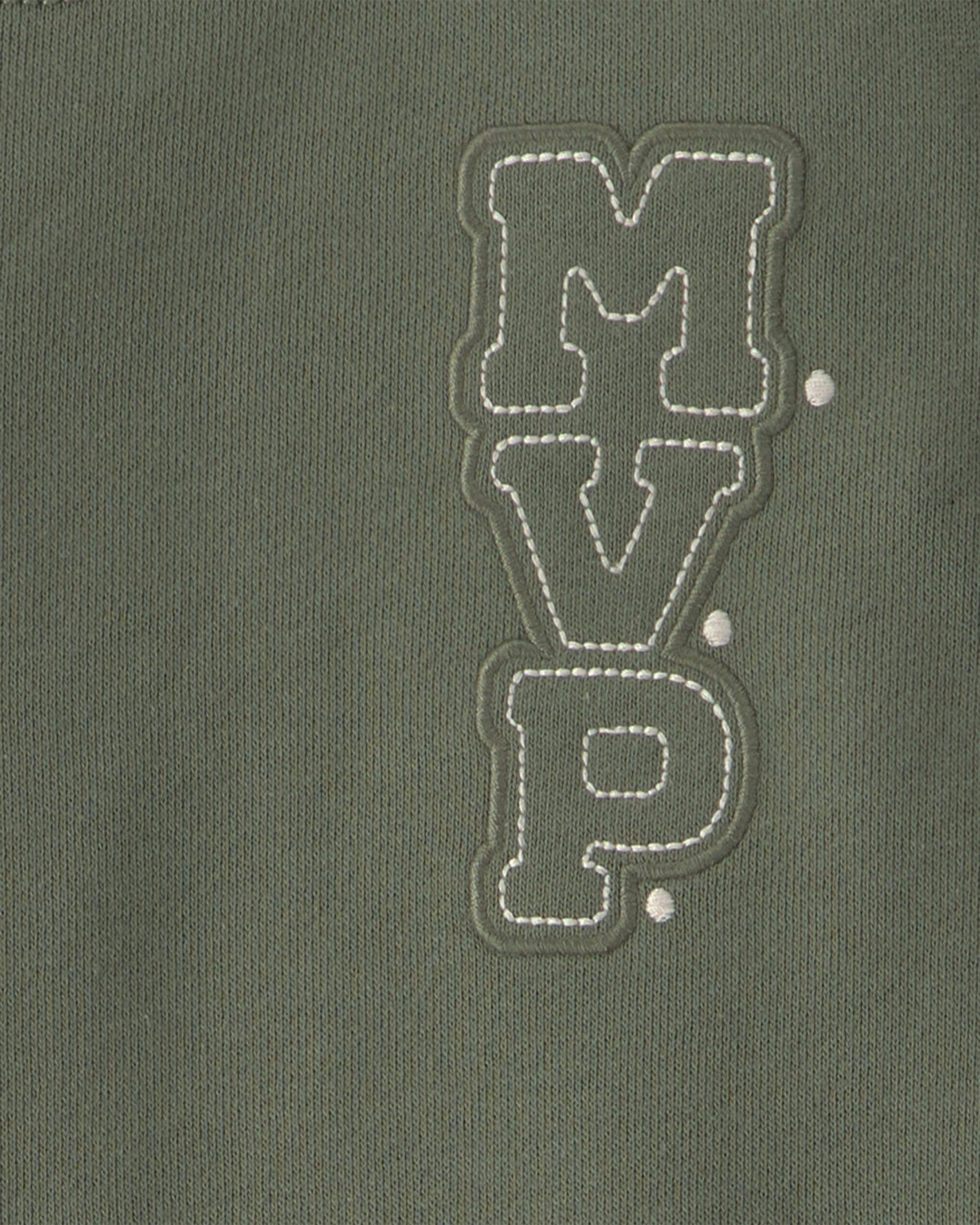Toddler Boy 2-Piece 'MVP' French Terry Long-Sleeve Top & Pant Set - Olive Green - Image 5