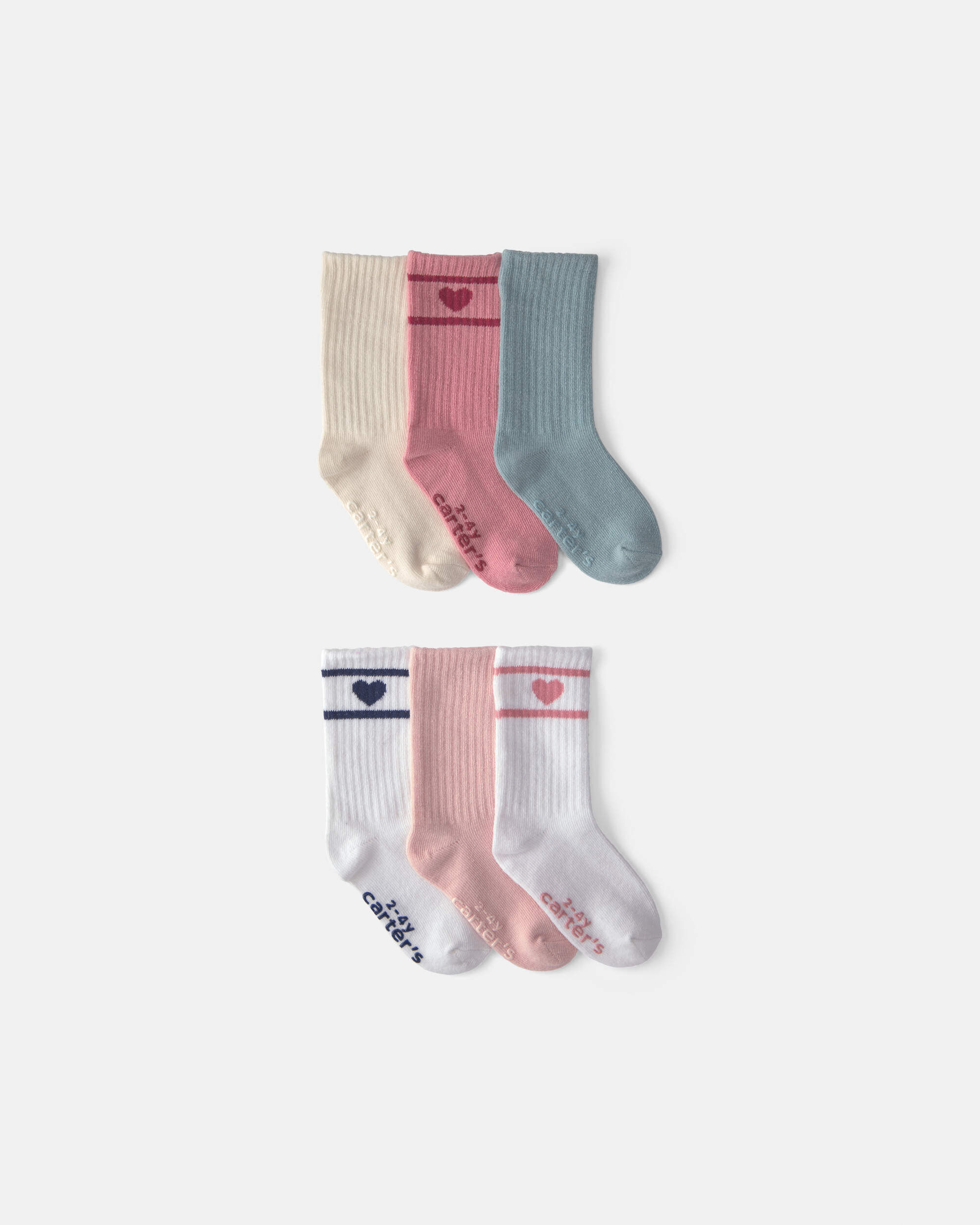 Toddler Girl 6-Pack Cat Polka Dots Crew Socks - Image 3