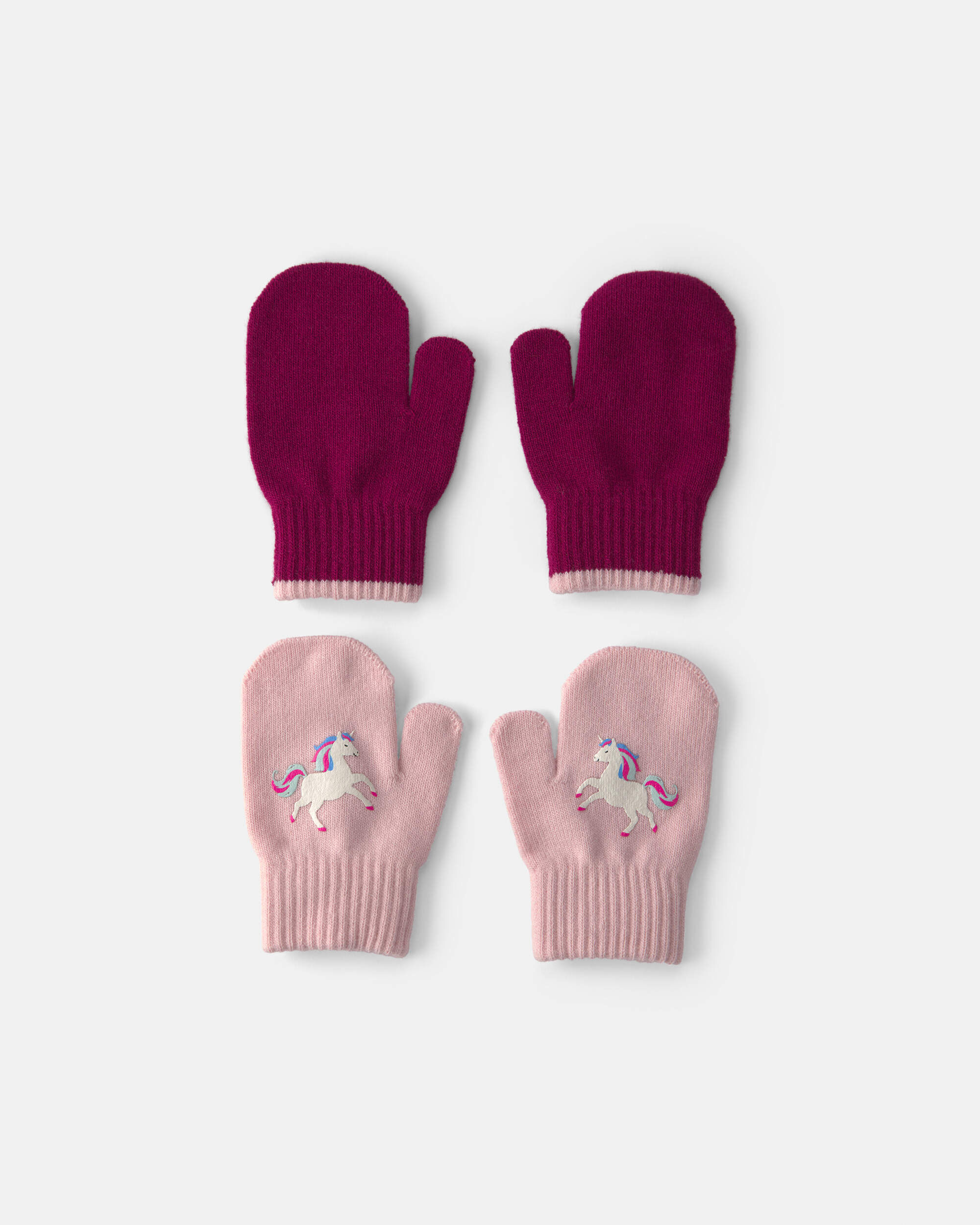 Toddler Girl 2-Pack Heart Mittens - Pink/Grey - Image 4
