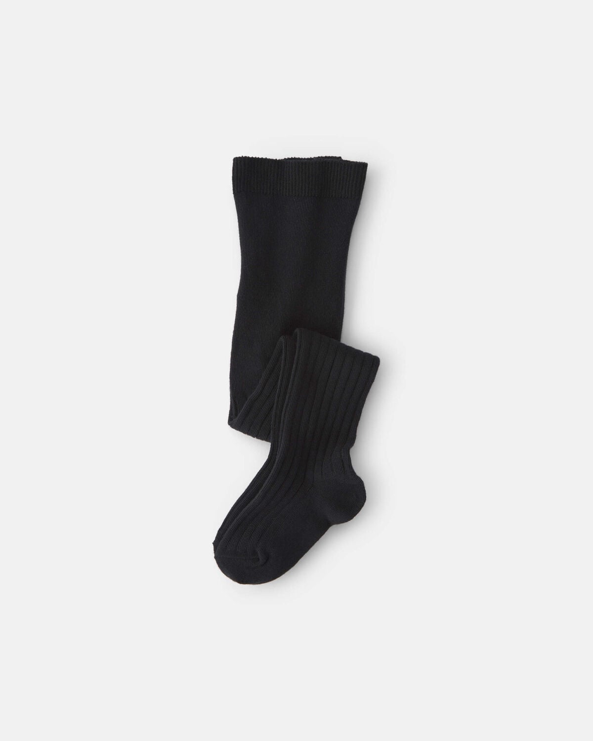 Toddler Girl Ribbed Tights - Black