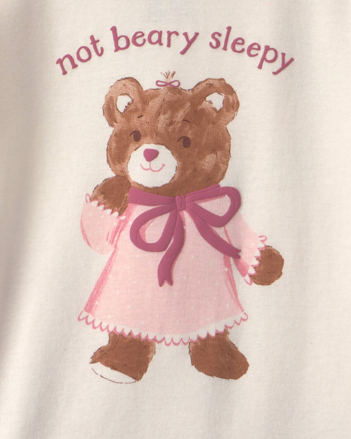 Toddler Girl 4-Piece Bear Varsity 100% Cotton Snug Fit Pajama Set - Pink/Cream - Image 4