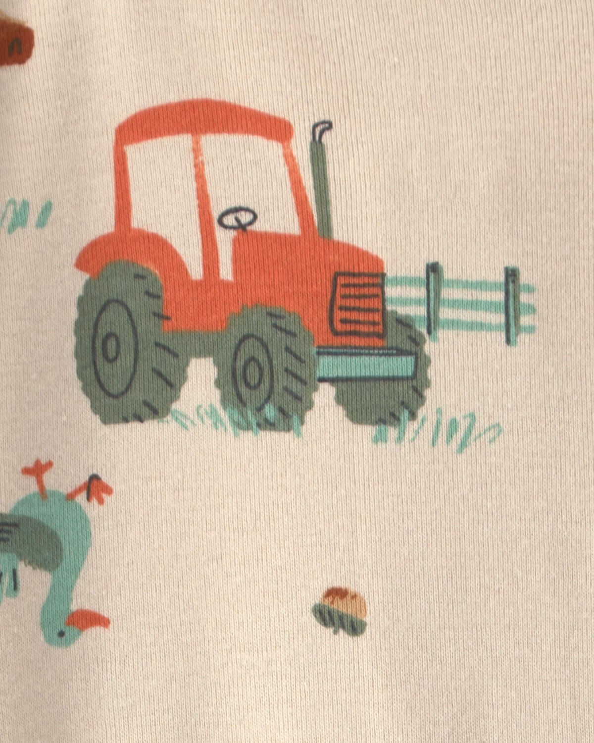 Toddler Boy 1-Piece Farm 100% Cotton Snug Fit Pajama - Beige - Image 3