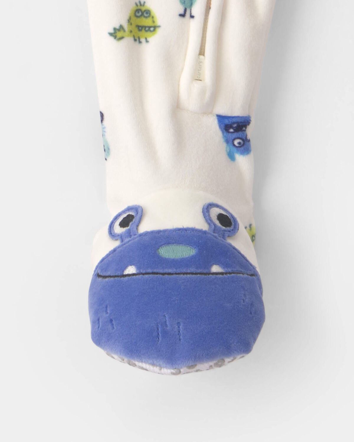 Toddler Boy 1-Piece Monster DreamPlush Snug Fit Footed Pajama - Cream - Image 3