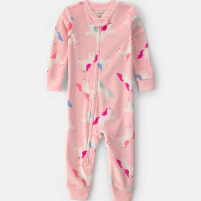 Toddler Girl 1-Piece Unicorn DreamPlush Snug Fit Pajama - Pink