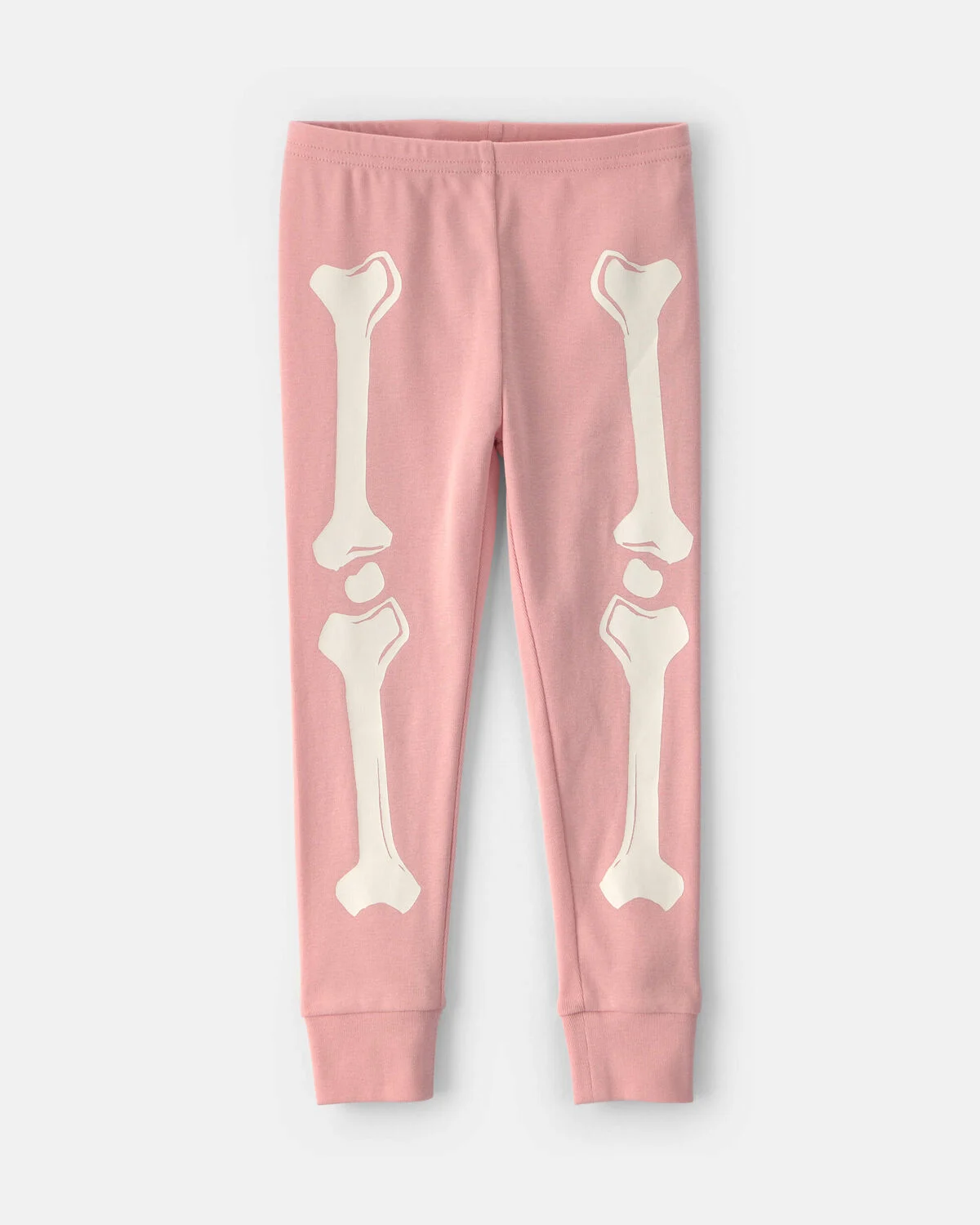 Toddler Girl 2-Piece Halloween Glow in the Dark Skeleton 100% Cotton Snug Fit Pajama Set - Pink - Image 3