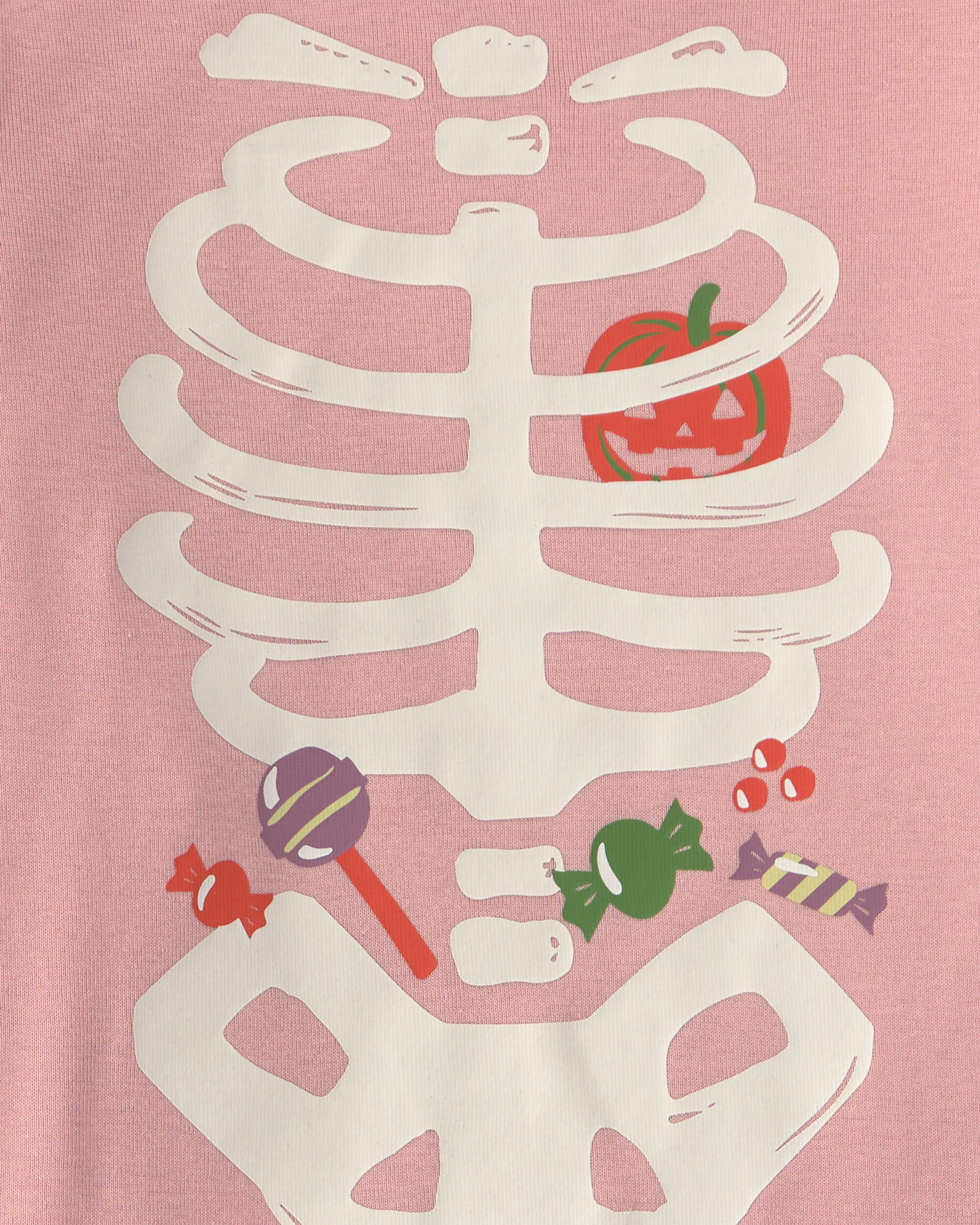 Toddler Girl 2-Piece Halloween Glow in the Dark Skeleton 100% Cotton Snug Fit Pajama Set - Pink - Image 5
