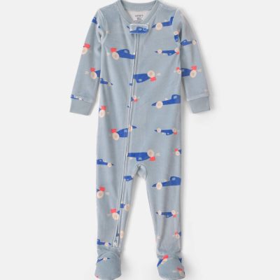 Toddler Boy 1-Piece Cars DreamPlush Snug Fit Footed Pajama - Blue