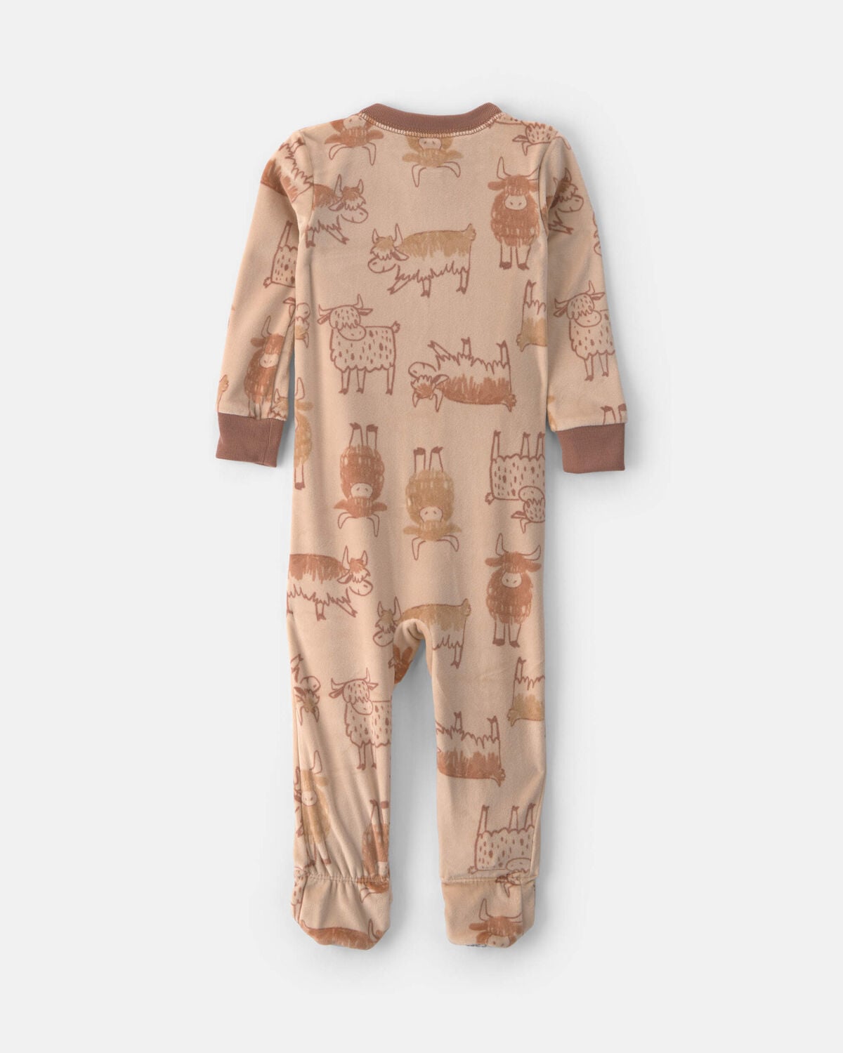 Toddler Boy 1-Piece Cow DreamPlush Snug Fit Footed Pajama - Beige - Image 2