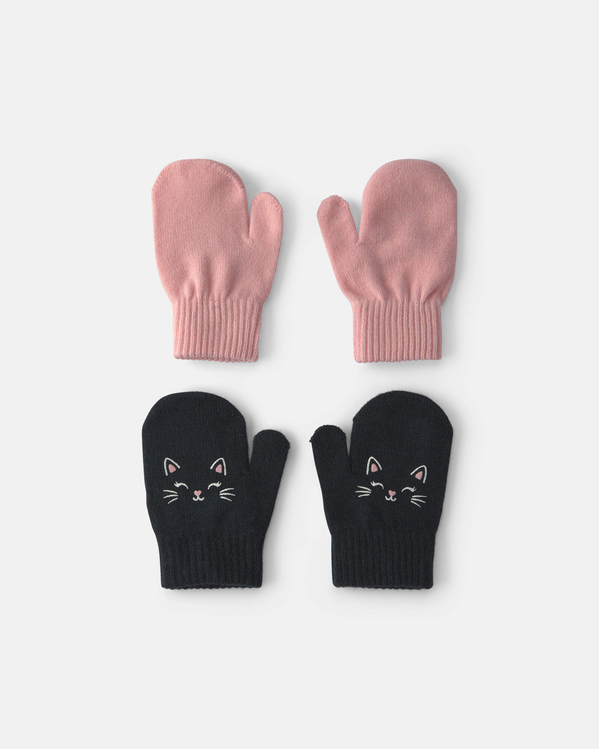 Toddler Girl 2-Pack Heart Mittens - Pink/Grey - Image 5