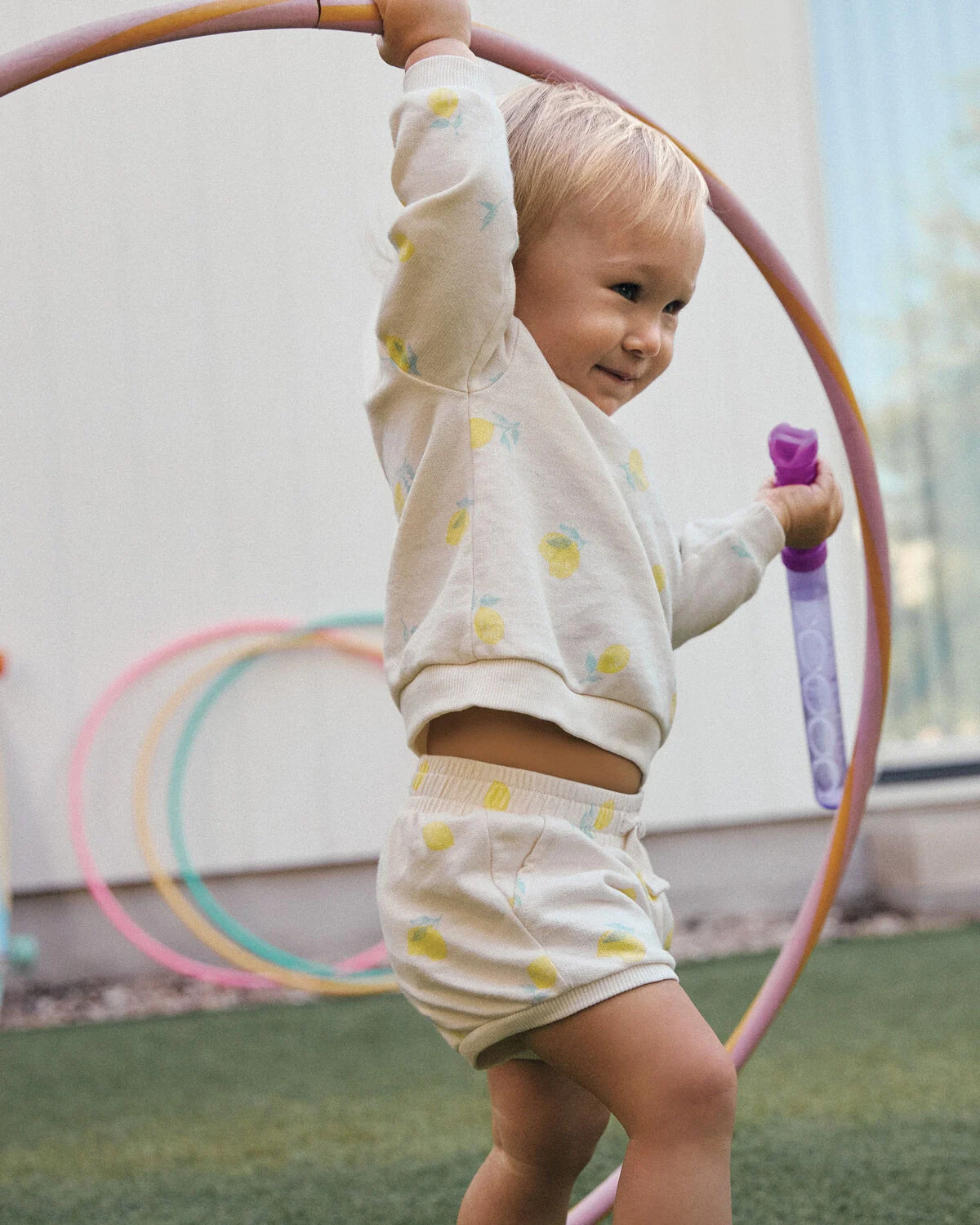 Baby Girl French Terry Shorts - Ivory - Image 2
