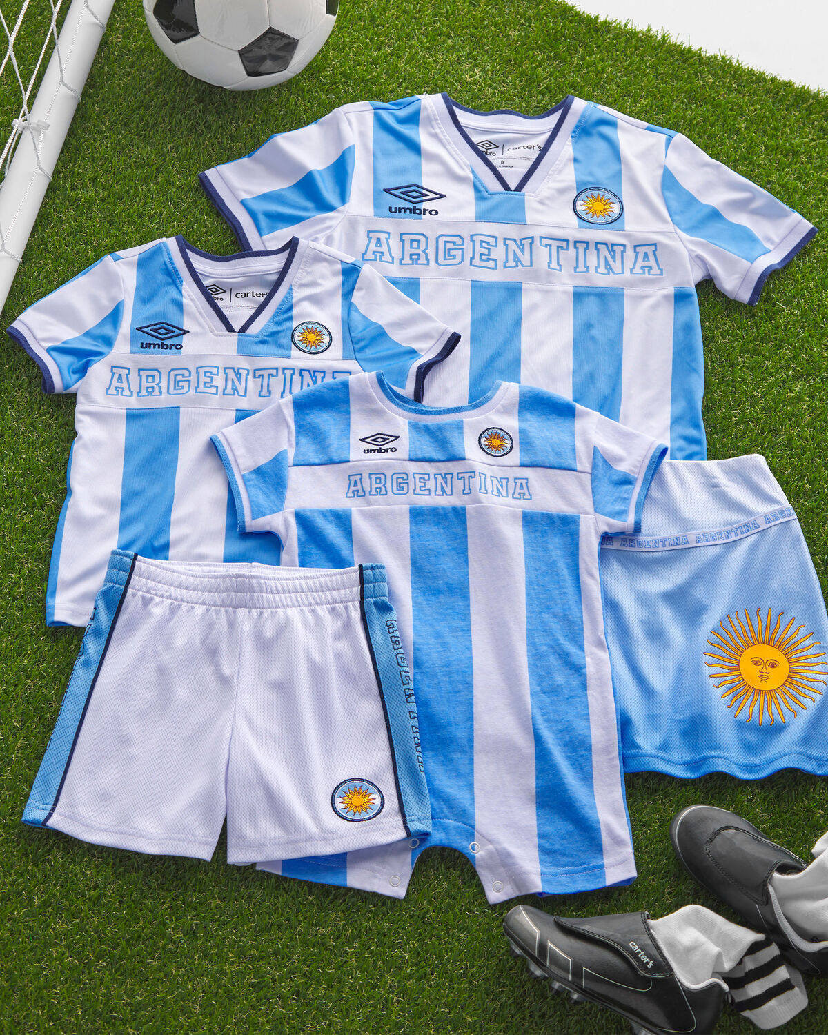 Baby Umbro Argentina Soccer Romper - Light Blue/White - Image 6