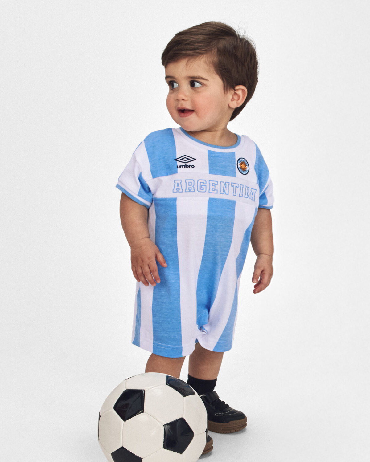 Baby Umbro Argentina Soccer Romper - Light Blue/White - Image 2