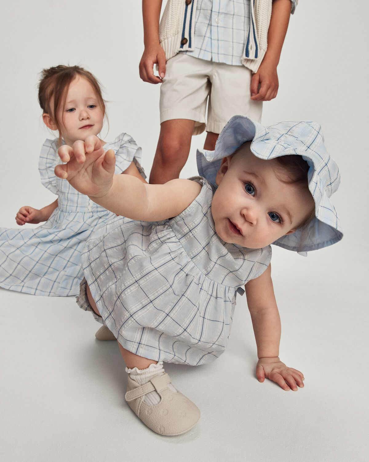 Toddler Girl Plaid Ruffle-Sleeve Dress - Blue/White - Image 3