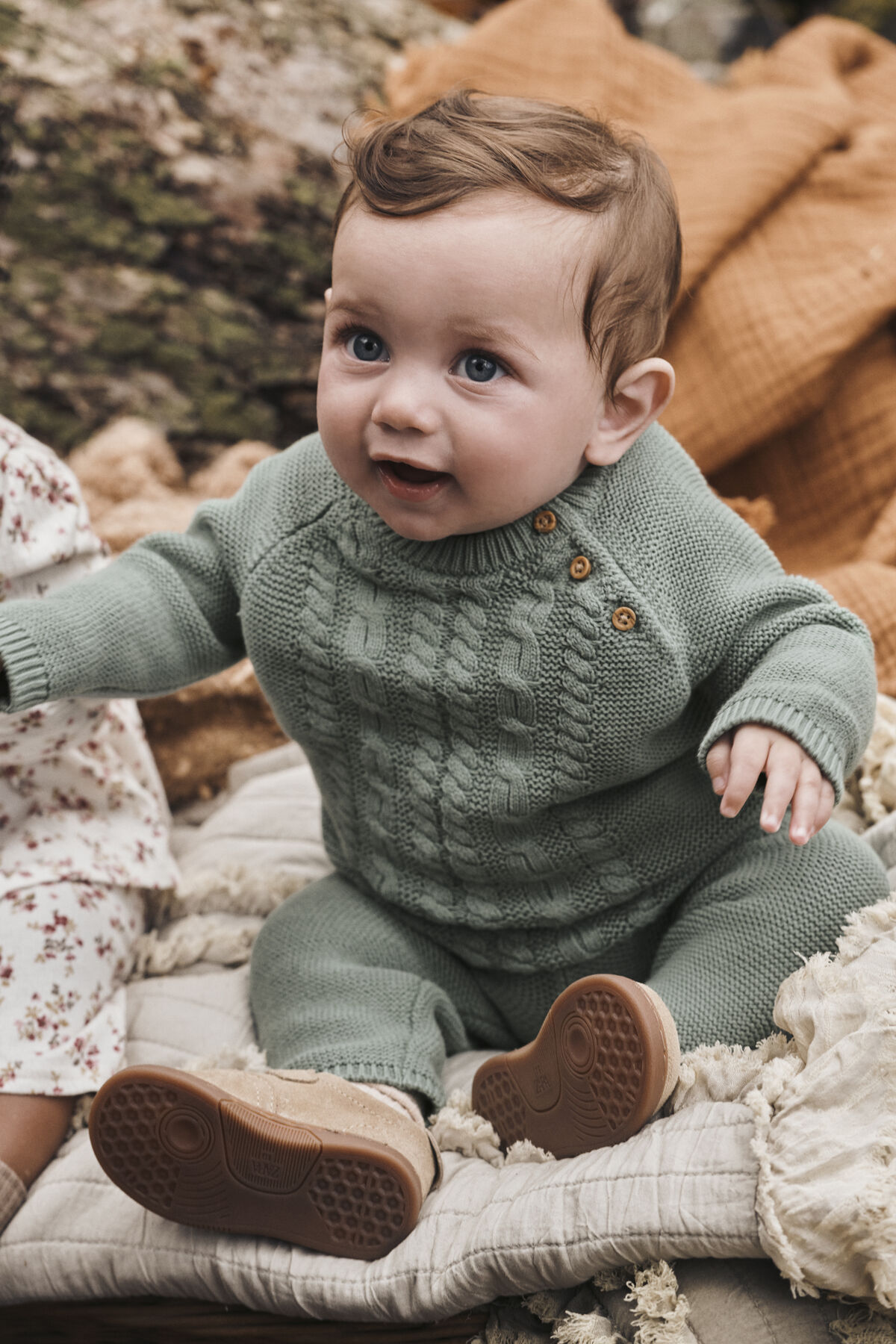 Baby 2-Piece Organic Cotton Cable Knit Top & Pant Set - Image 2