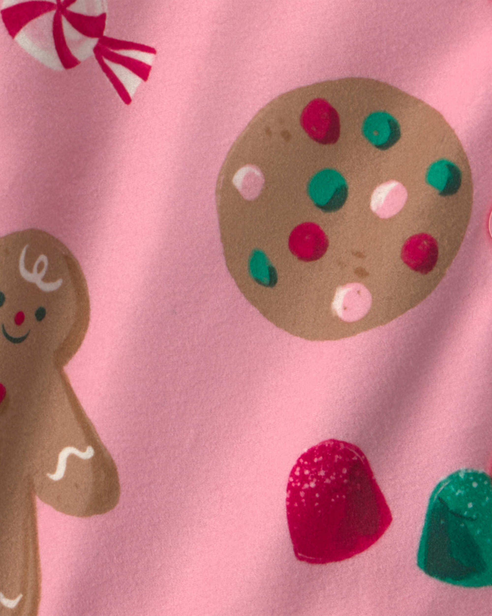 Toddler Girl 2-Piece Christmas Gingerbread Fleece Loose Fit Pajama Set - Pink - Image 3