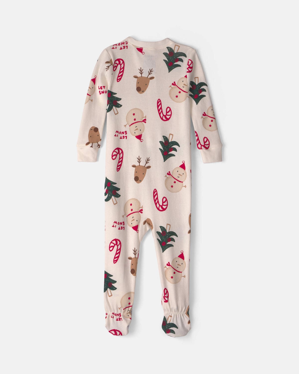 Toddler 1-Piece Christmas Icon 100% Cotton Snug Fit Footed Pajama - Cream - Image 2