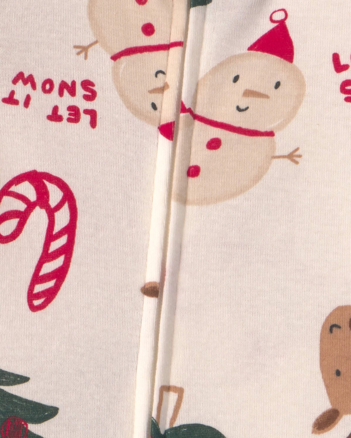 Toddler 1-Piece Christmas Icon 100% Cotton Snug Fit Footed Pajama - Cream - Image 3