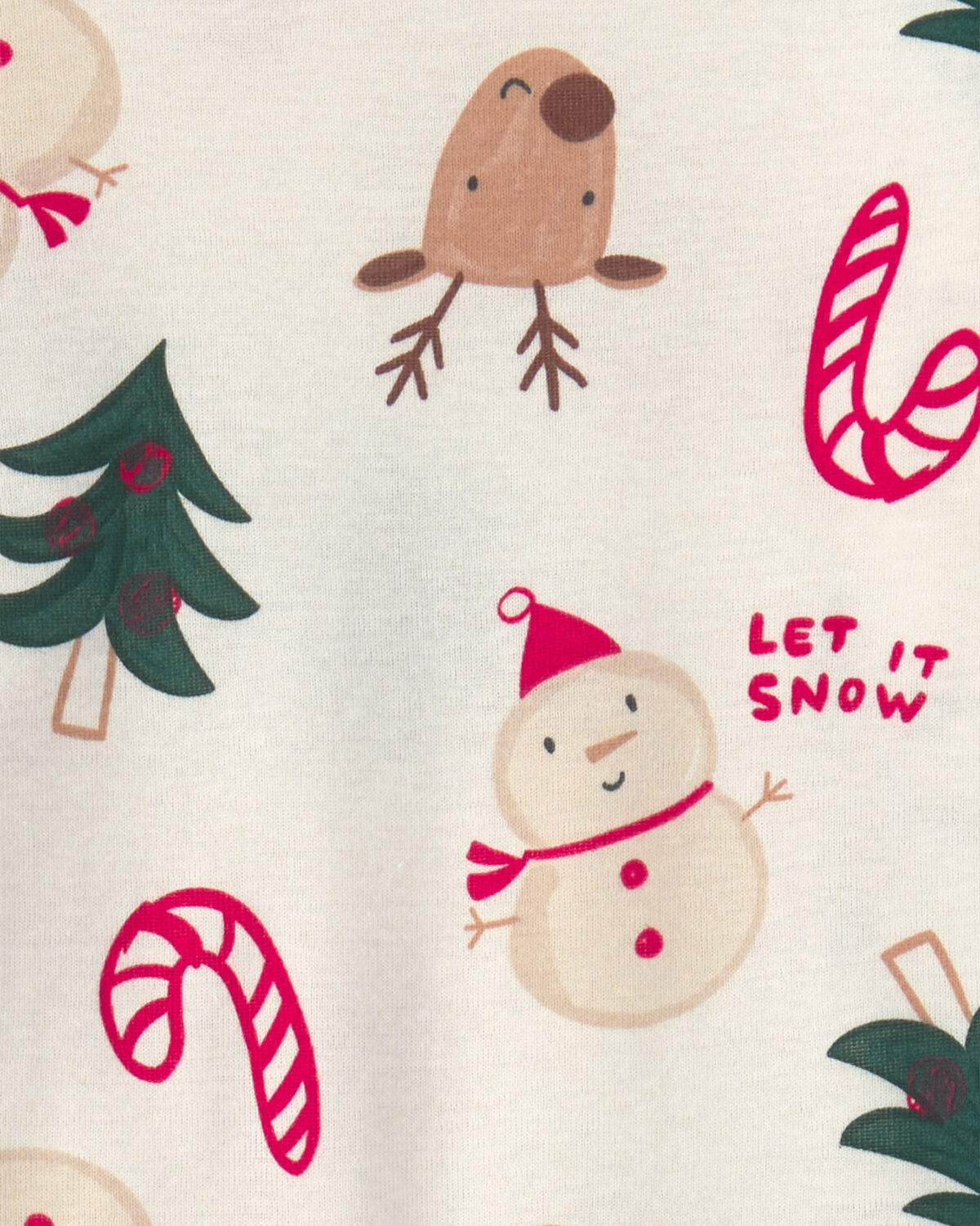 Toddler 2-Piece Christmas Holiday Icon 100% Cotton Snug Fit Pajama Set - Cream - Image 2