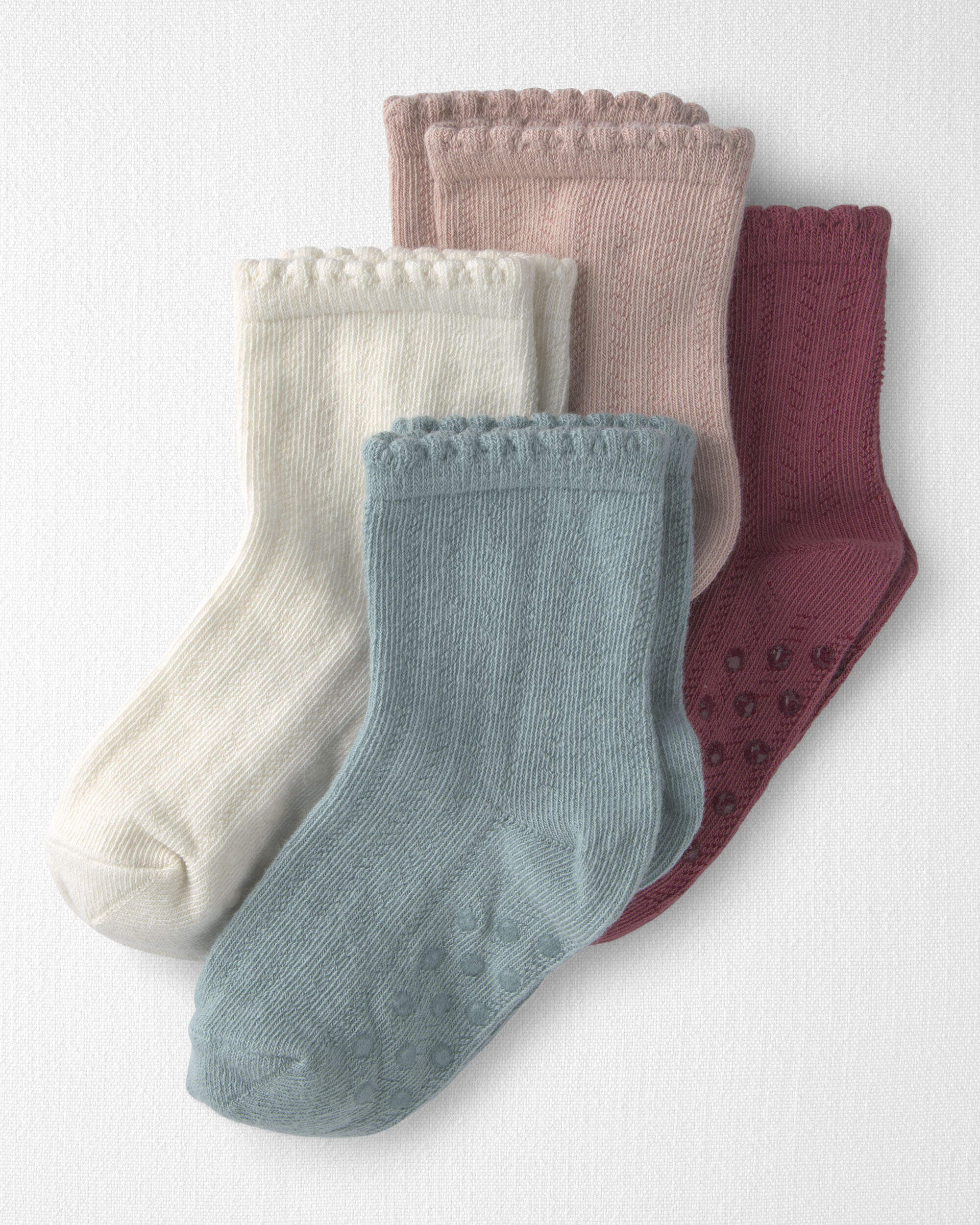 Toddler Girl 4-Pack No-Slip Ankle Socks Made with Organic Cotton - Image 3