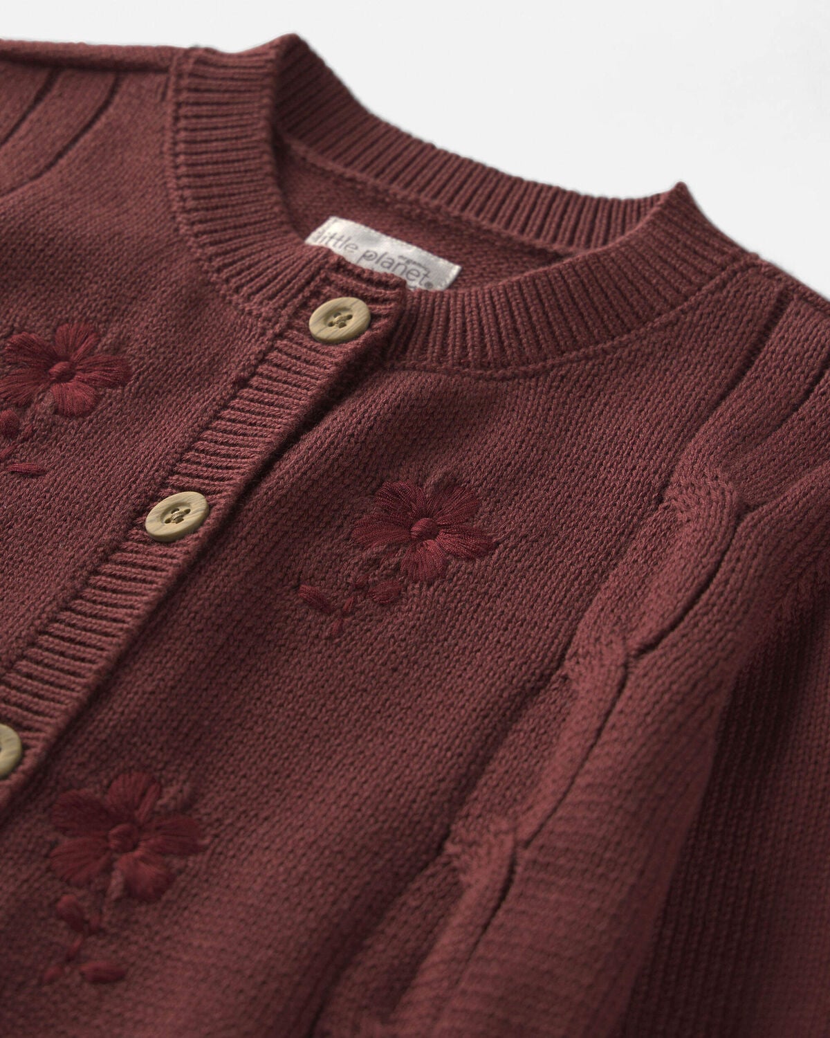 Toddler Girl Organic Cotton Sweater Knit Embroidered Cardigan - Image 2