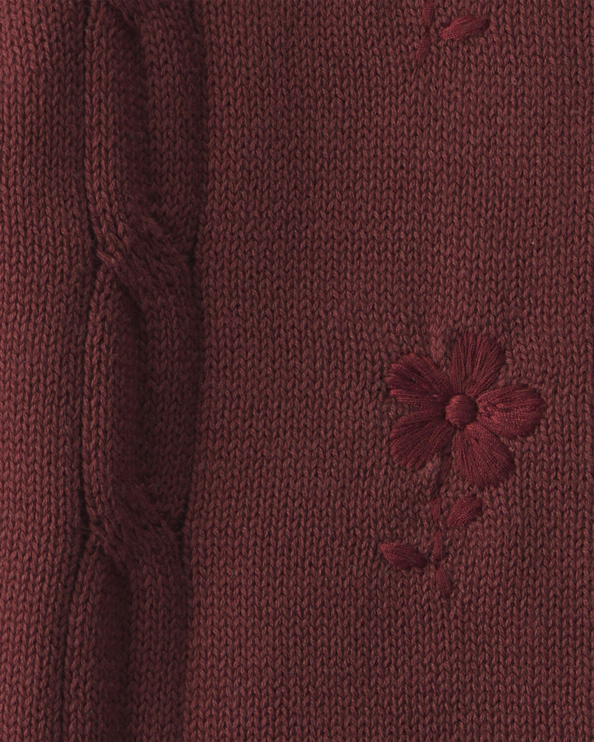 Toddler Girl Organic Cotton Sweater Knit Embroidered Cardigan - Image 3