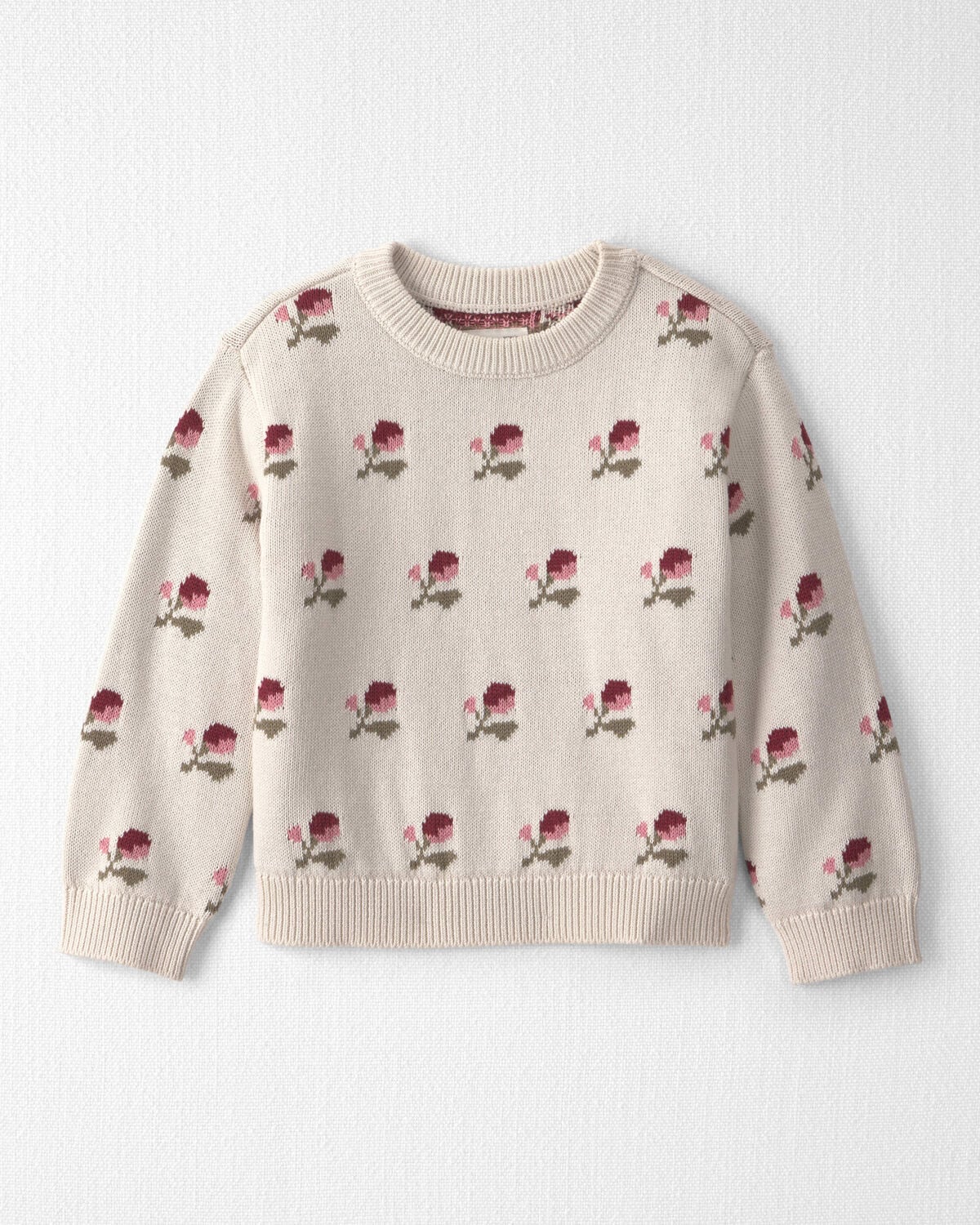 Toddler Girl Organic Cotton Sweater Knit Pullover in Wildflower Maize