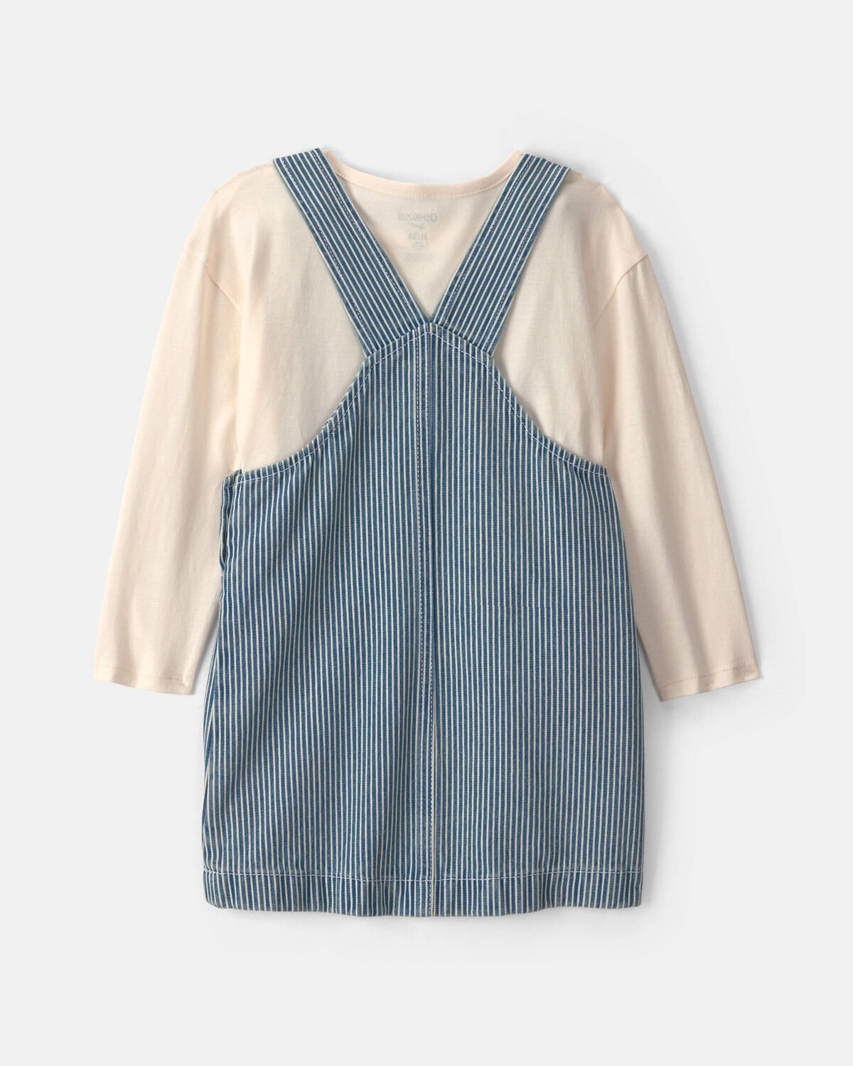 Toddler Girl Hickory Denim Long-Sleeve Overall Set - Light Wash - Image 6