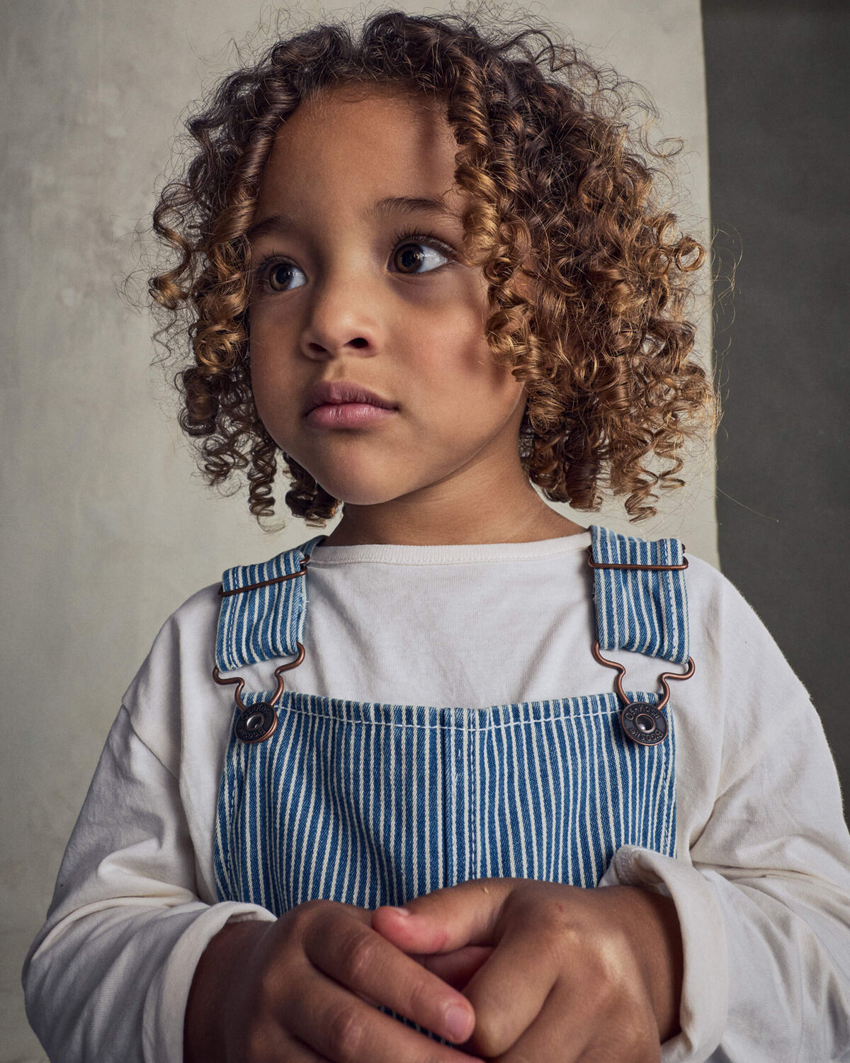 Toddler Girl Hickory Denim Long-Sleeve Overall Set - Light Wash - Image 3