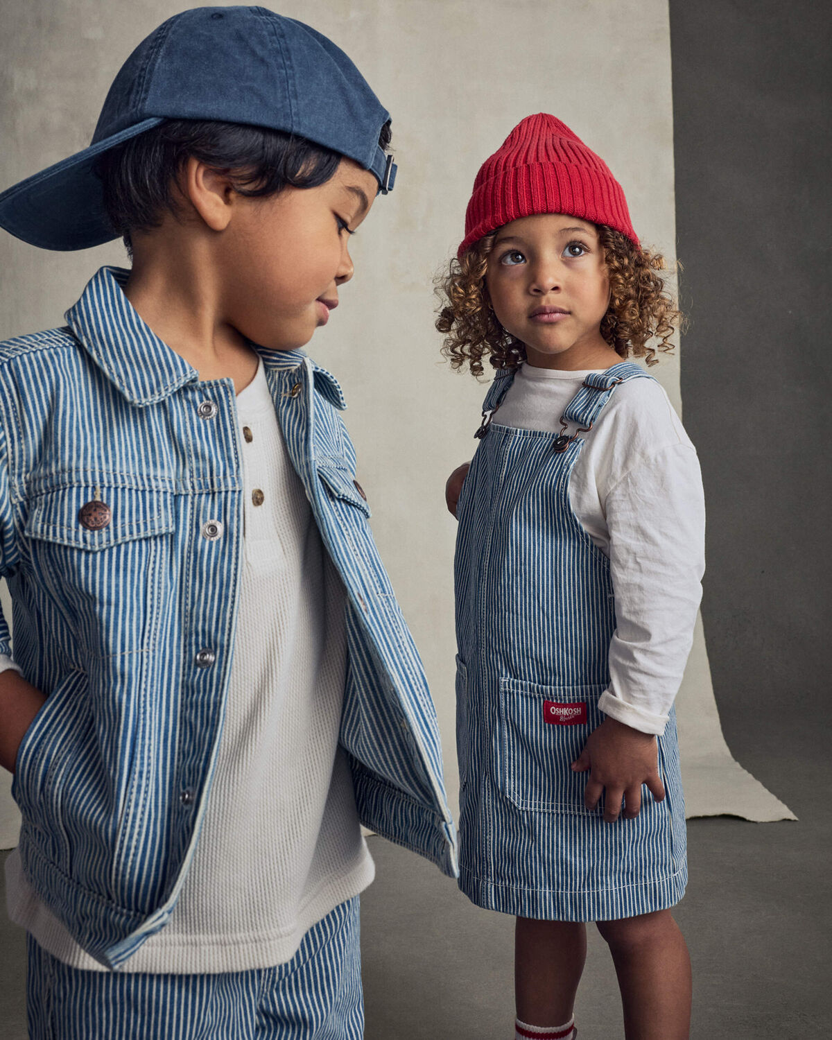 Toddler Girl Hickory Denim Long-Sleeve Overall Set - Light Wash - Image 4