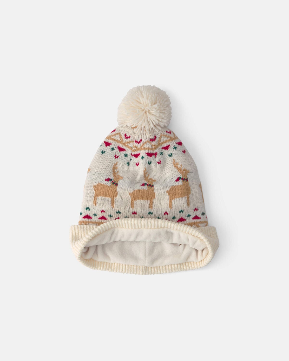 Toddler 2-Piece Fair Isle Christmas Beanie & Glove Set - Cream - Image 2