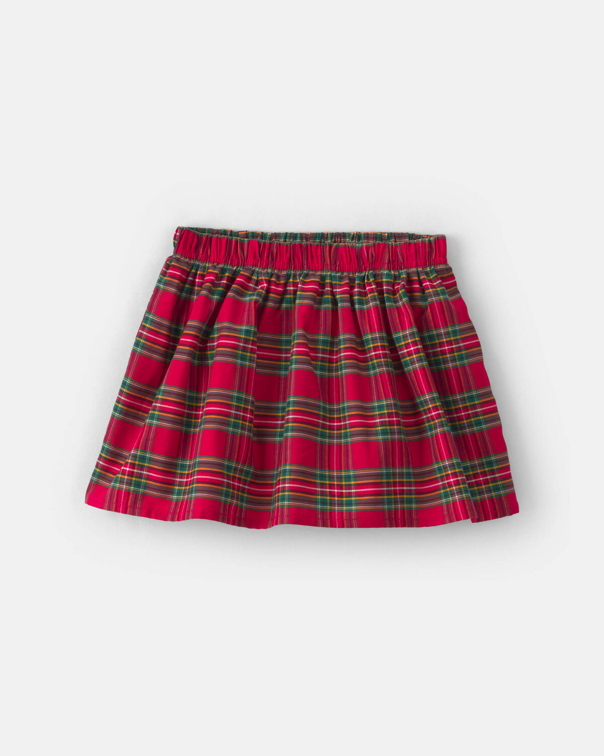 Toddler Girl 2-Piece Bow Plaid Fleece Long-Sleeve Top & Skort Set - Cream/Red - Image 2