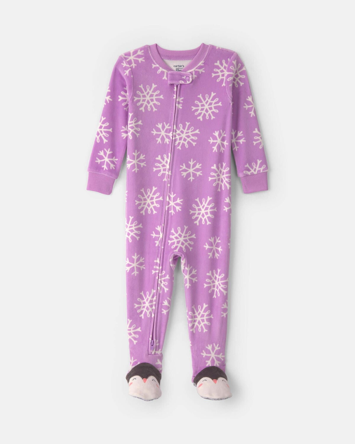 Toddler Girl 1-Piece Penguin DreamPlush Snug Fit Footed Pajama - Purple