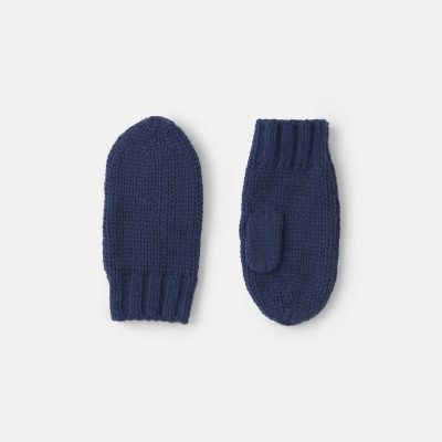 Toddler Boy Ribbed Mittens - Navy