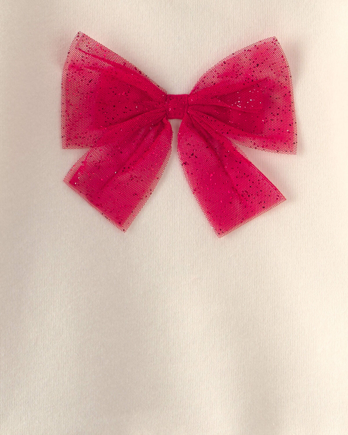 Toddler Girl Tulle Bow Fleece Long-Sleeve Top & Skort Set - Cream/Red - Image 4