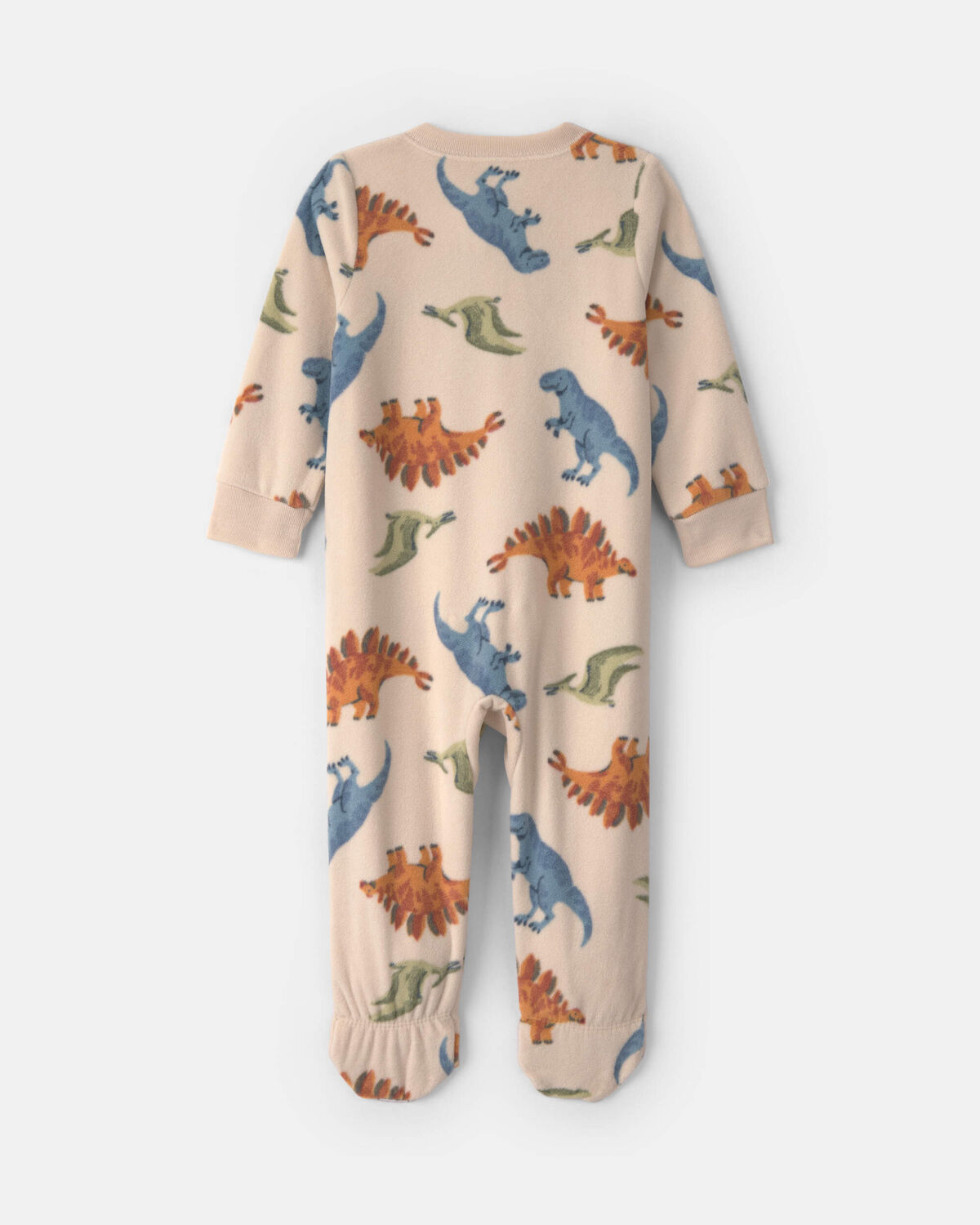 Toddler Boy 1-Piece Dino Fleece Loose Fit Footed Pajama - Tan - Image 2