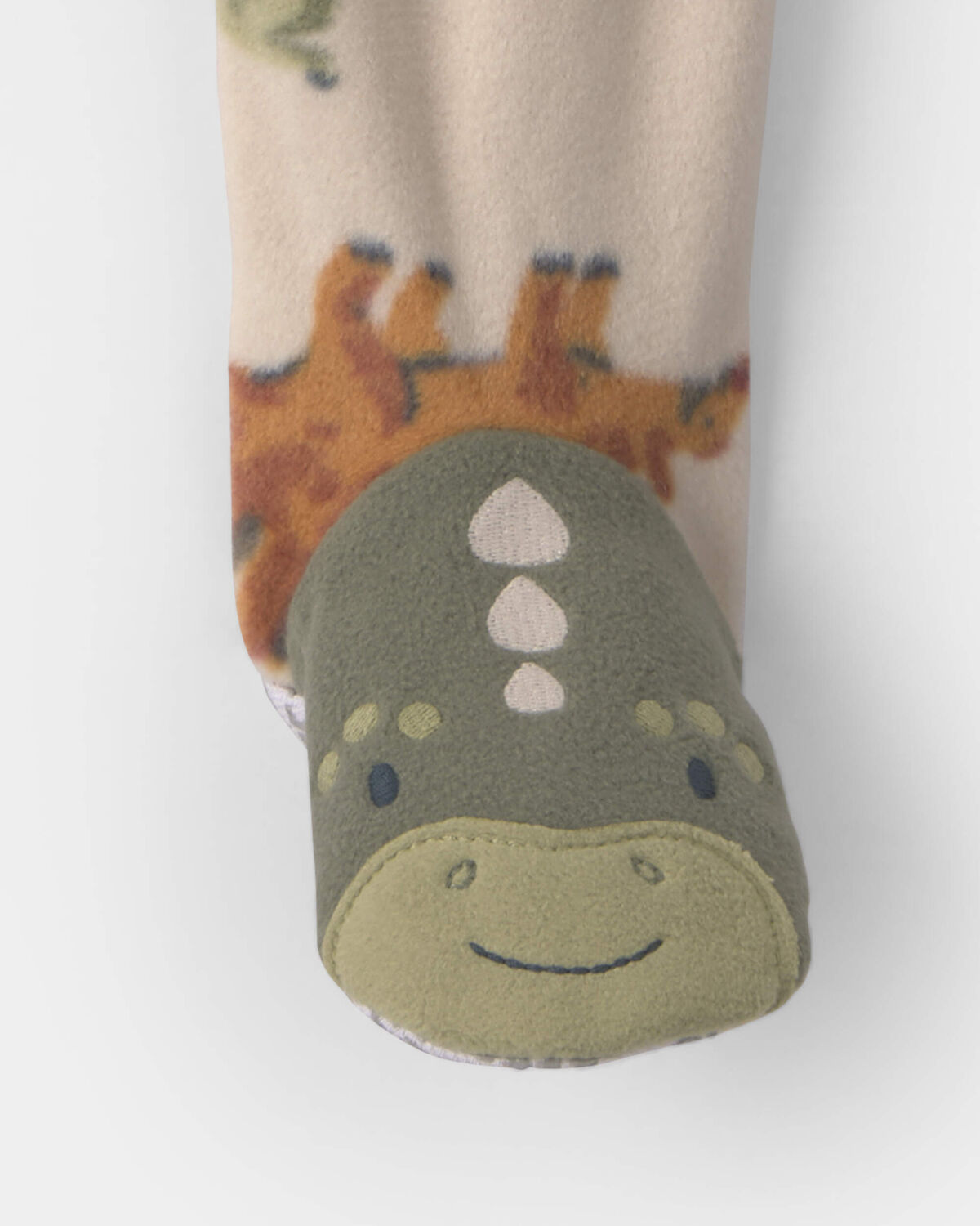 Toddler Boy 1-Piece Dino Fleece Loose Fit Footed Pajama - Tan - Image 3