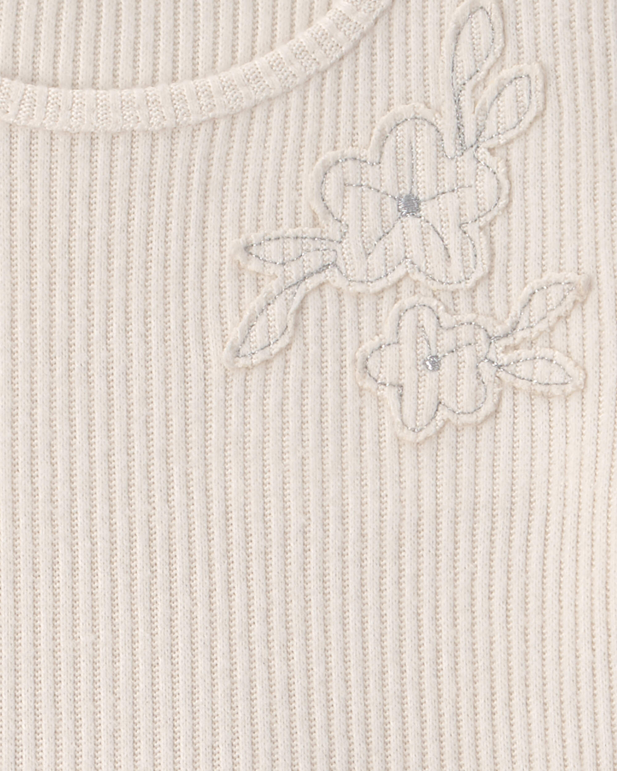 Toddler Girl Flower Ribbed Long-Sleeve Dress - Cream - Image 4