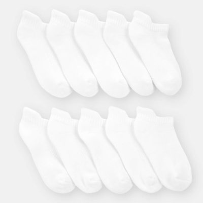 Kid 10-Pack No Show Socks - White