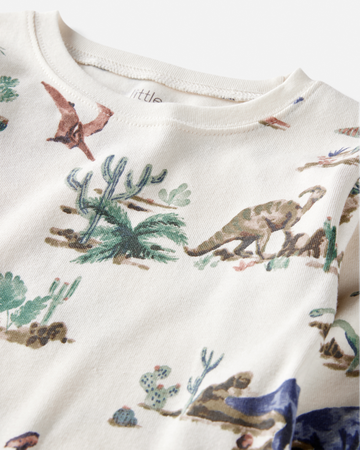 Kids Dinosaur Print Organic Cotton 2-Piece Pajamas - Image 2