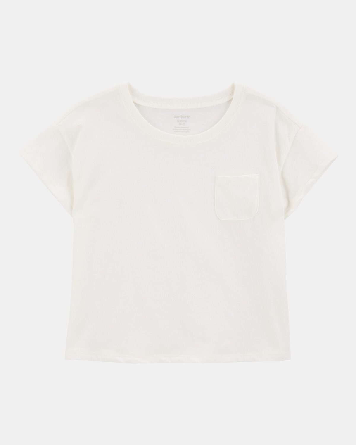 Girls Short-Sleeve Pocket Tee - White