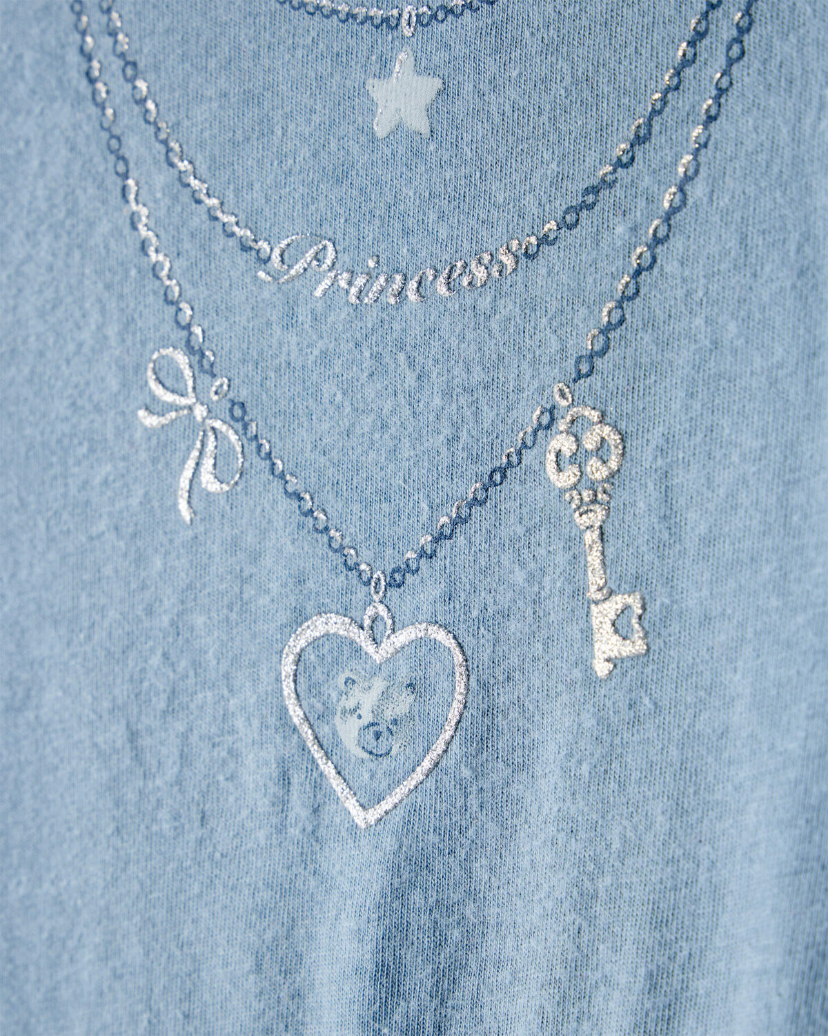 Girls Charm Necklace Long-Sleeve Graphic Tee - Blue - Image 2