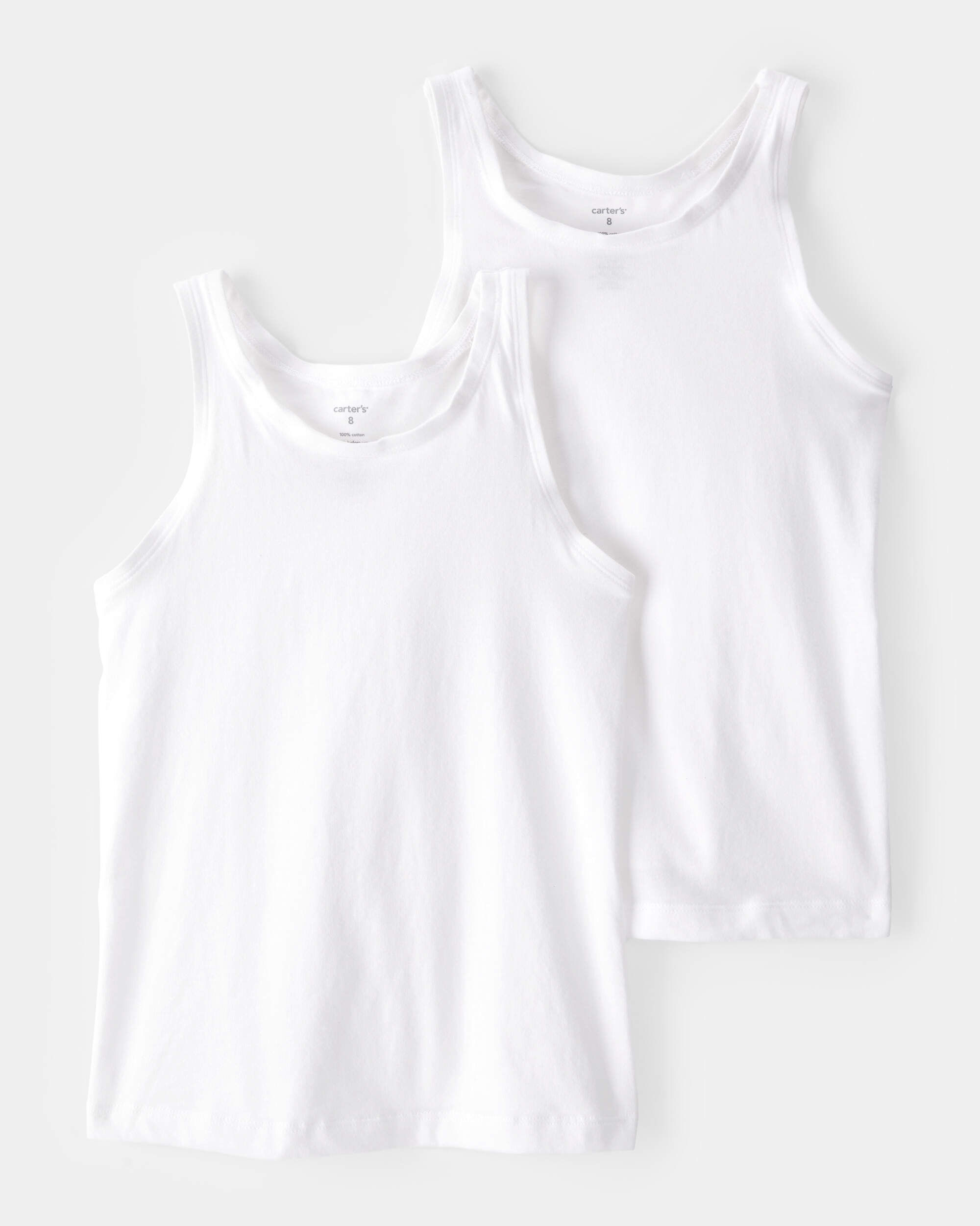 Girls 2-Pack Tank Undershirts - White - Image 2