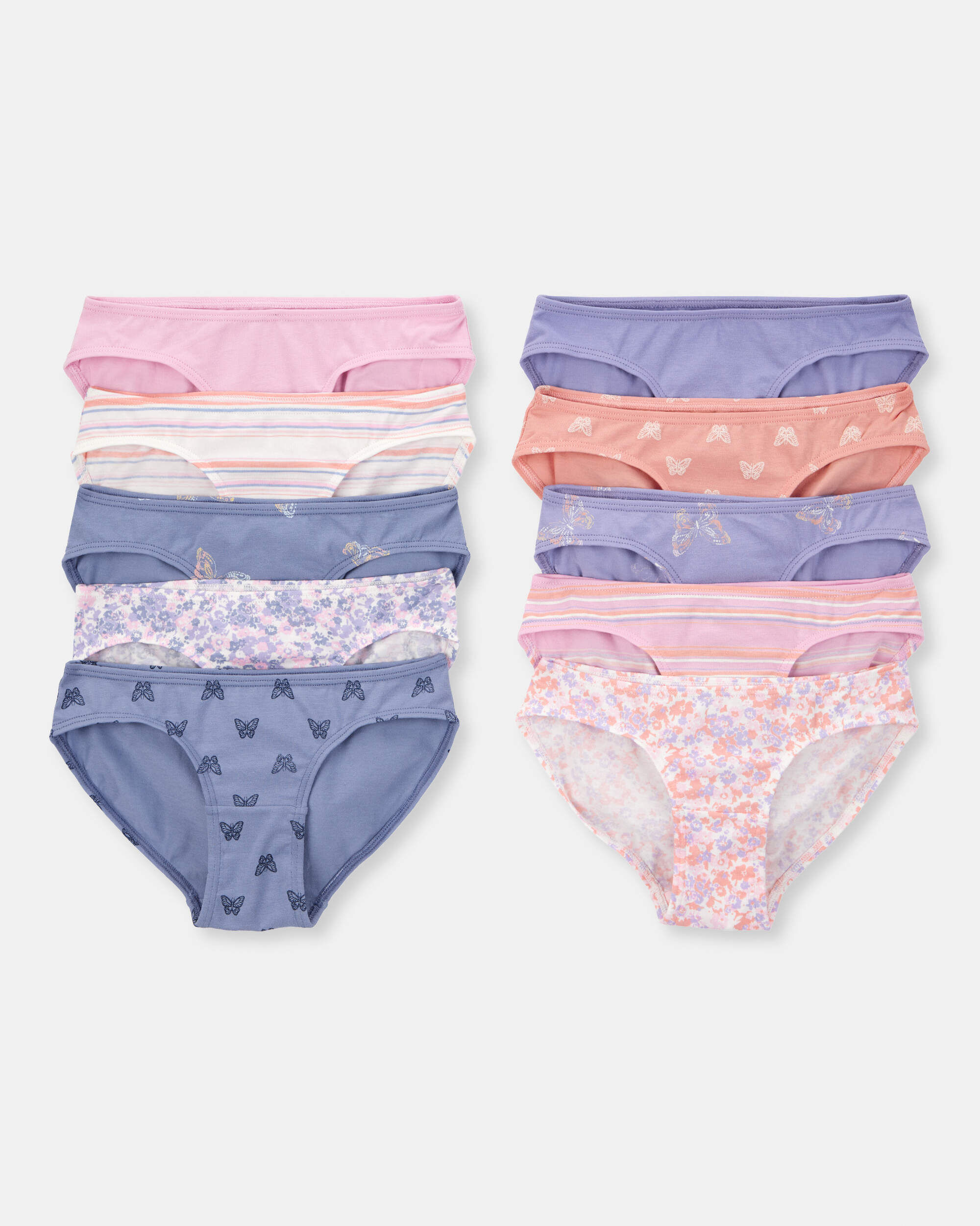 Girls 10-Pack Butterfly Floral Bikini Underwear - Image 2