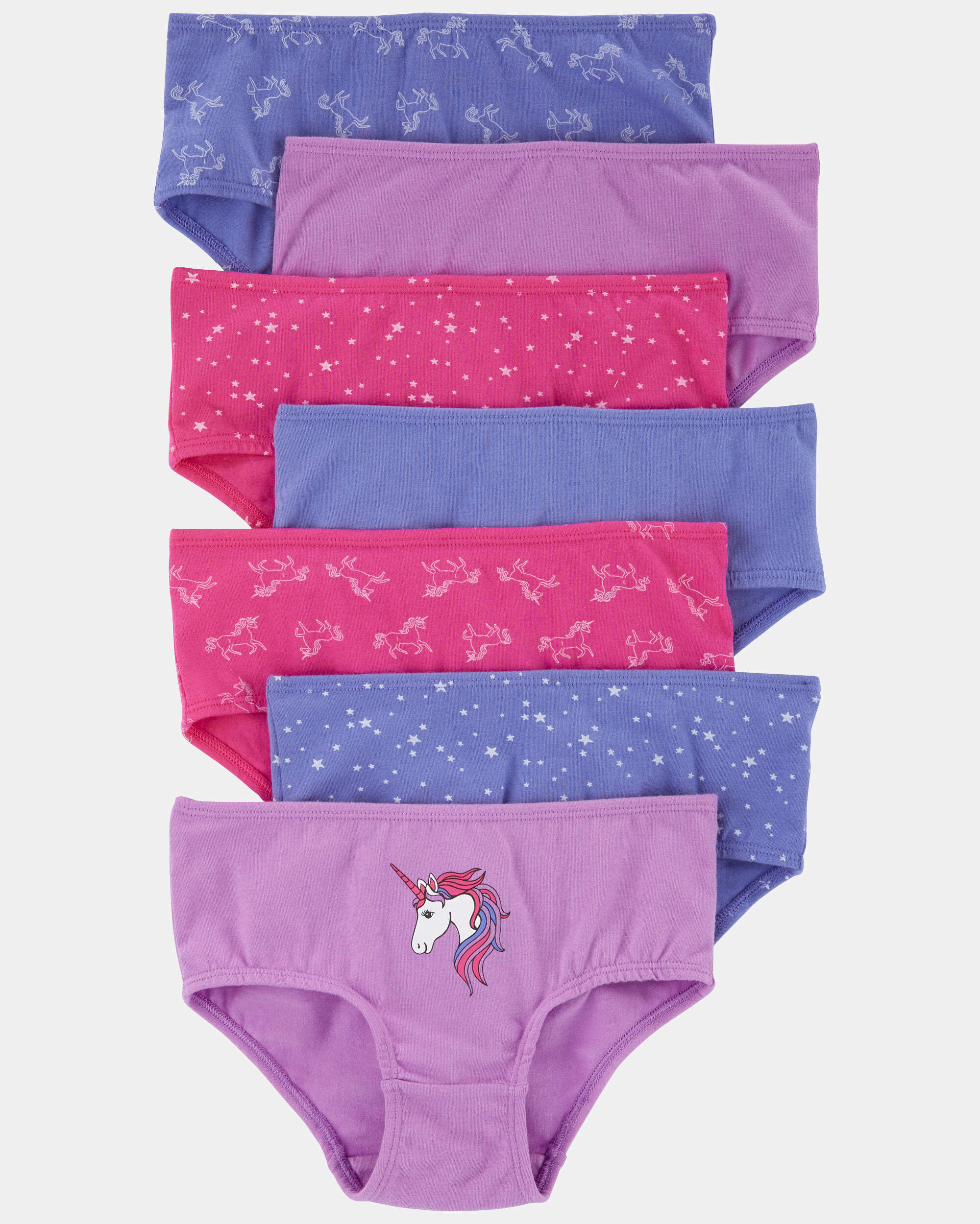 Girls 7-Pack Heart Print Brief Underwear - Black/White/Orange - Image 3