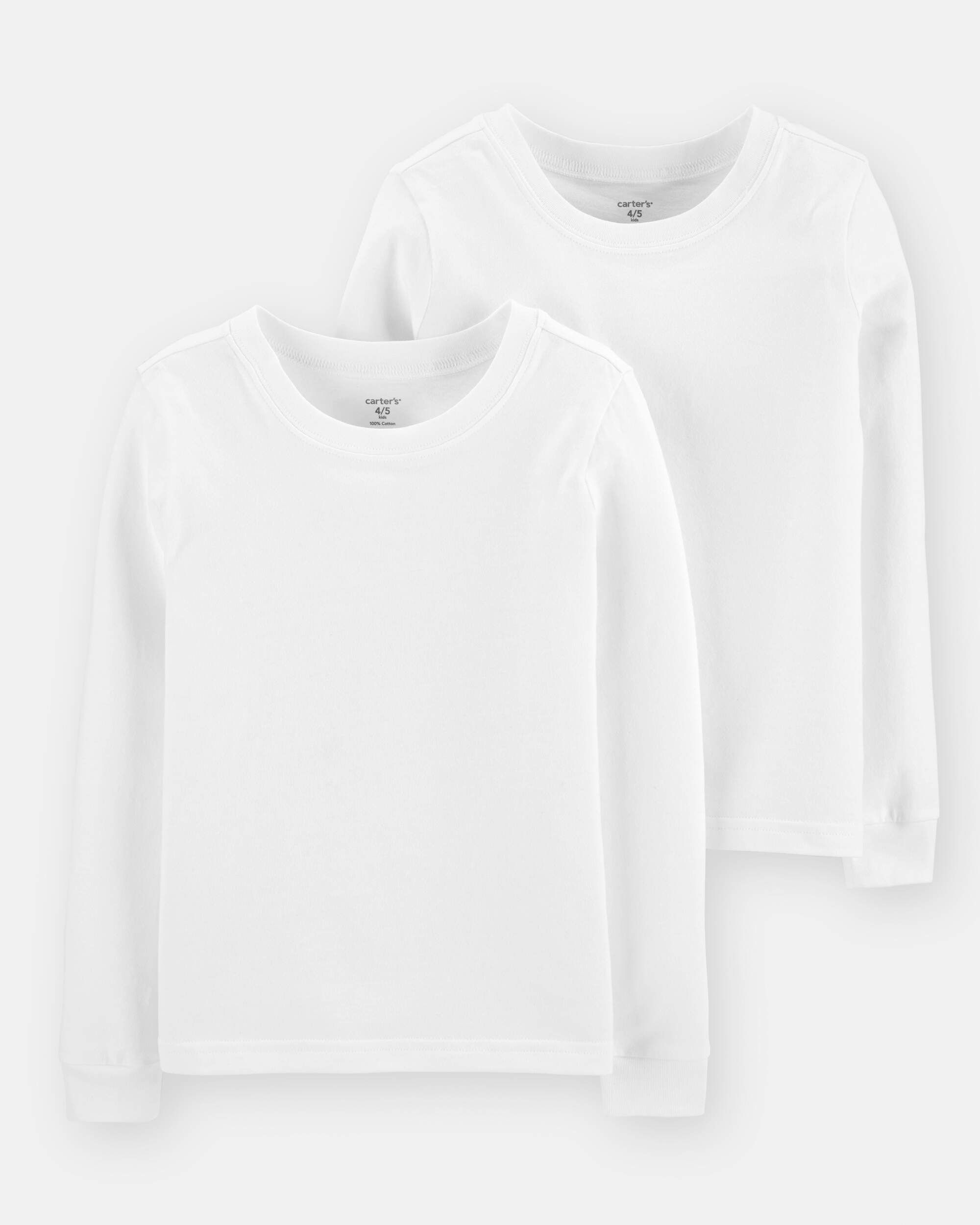 Boys 2-Pack Long-Sleeve Undershirts - Grey/White - Image 5