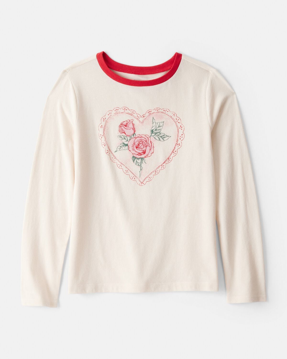 Girls Valentine Heart Long-Sleeve Graphic Tee - White