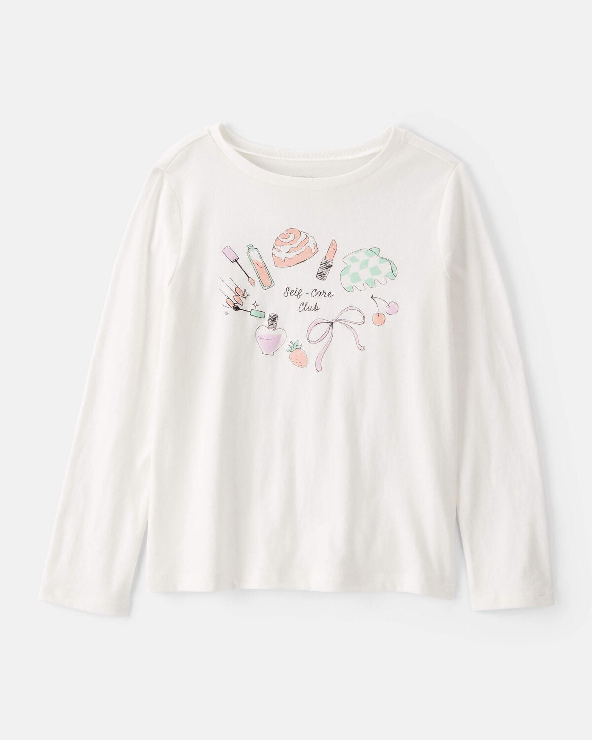 Girls 'Self Care' Long-Sleeve Graphic Tee - Ivory